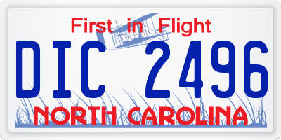 NC license plate DIC2496