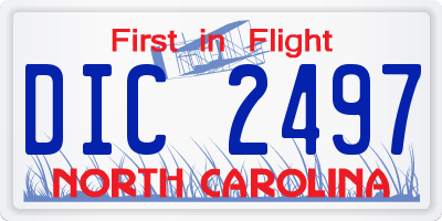 NC license plate DIC2497