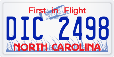 NC license plate DIC2498