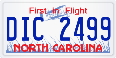 NC license plate DIC2499