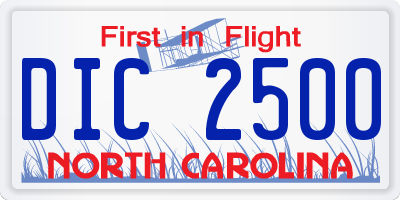 NC license plate DIC2500