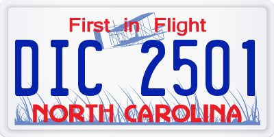 NC license plate DIC2501