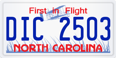 NC license plate DIC2503