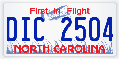 NC license plate DIC2504