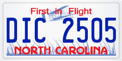 NC license plate DIC2505