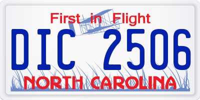NC license plate DIC2506
