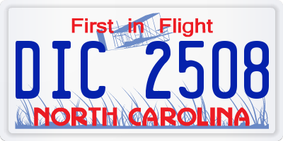 NC license plate DIC2508
