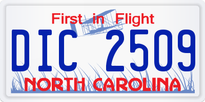 NC license plate DIC2509