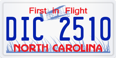 NC license plate DIC2510