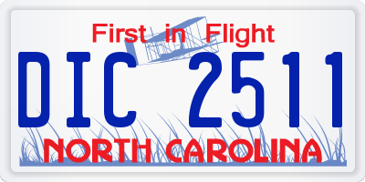 NC license plate DIC2511
