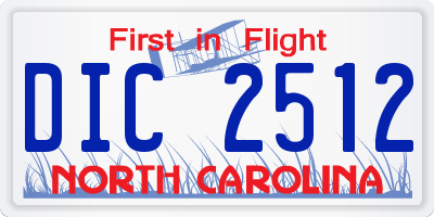 NC license plate DIC2512