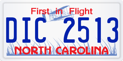 NC license plate DIC2513