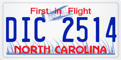 NC license plate DIC2514