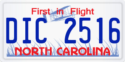 NC license plate DIC2516
