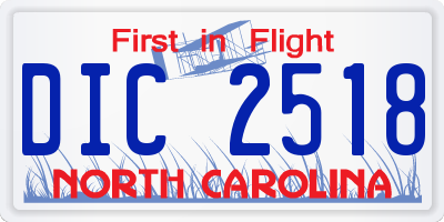 NC license plate DIC2518