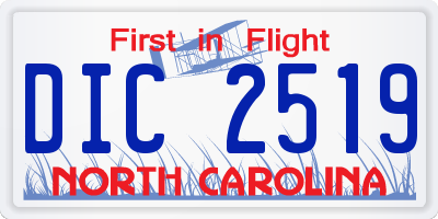 NC license plate DIC2519