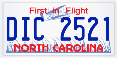 NC license plate DIC2521