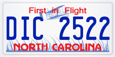 NC license plate DIC2522