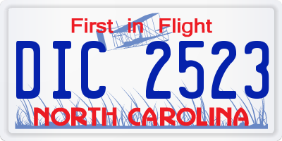 NC license plate DIC2523