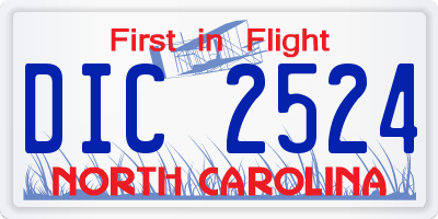 NC license plate DIC2524