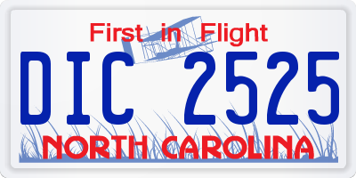 NC license plate DIC2525