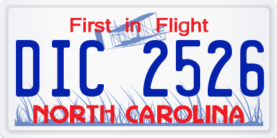NC license plate DIC2526