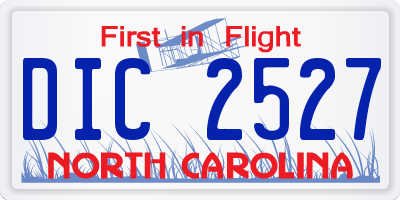 NC license plate DIC2527