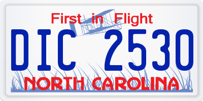 NC license plate DIC2530