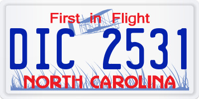 NC license plate DIC2531
