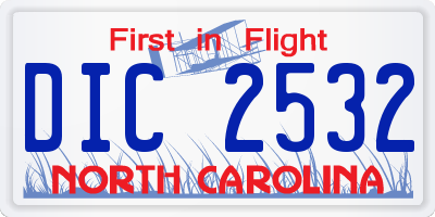 NC license plate DIC2532