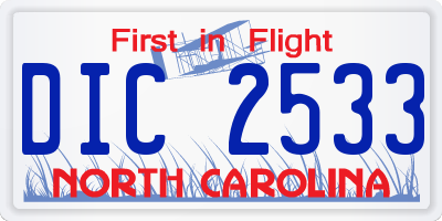 NC license plate DIC2533