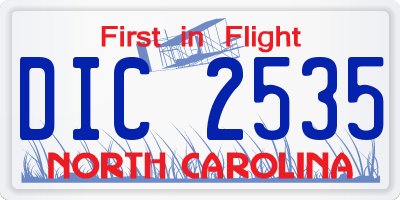 NC license plate DIC2535