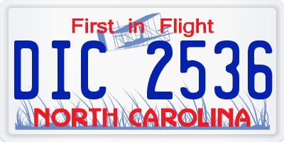 NC license plate DIC2536