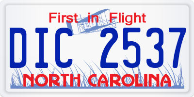 NC license plate DIC2537