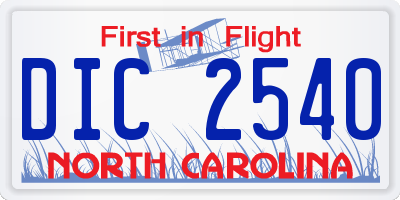 NC license plate DIC2540