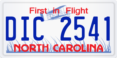 NC license plate DIC2541