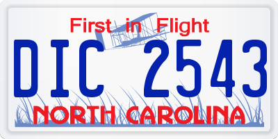 NC license plate DIC2543