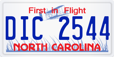 NC license plate DIC2544