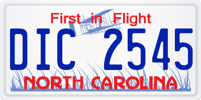 NC license plate DIC2545