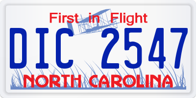 NC license plate DIC2547