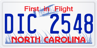 NC license plate DIC2548