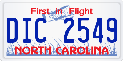 NC license plate DIC2549