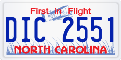 NC license plate DIC2551