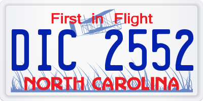 NC license plate DIC2552