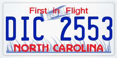 NC license plate DIC2553