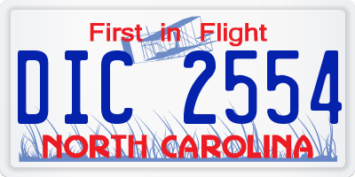 NC license plate DIC2554
