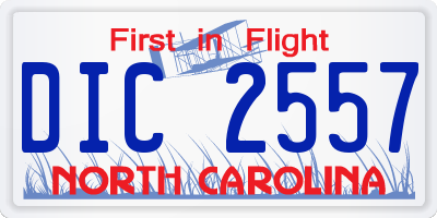 NC license plate DIC2557