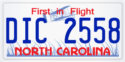 NC license plate DIC2558