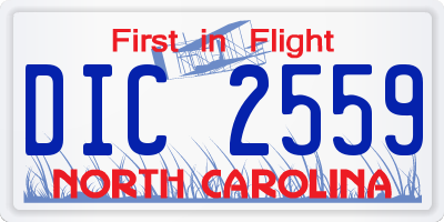 NC license plate DIC2559