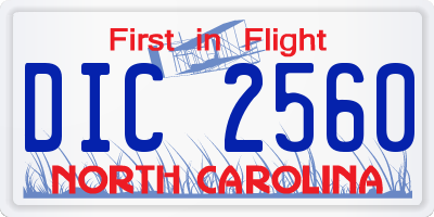 NC license plate DIC2560